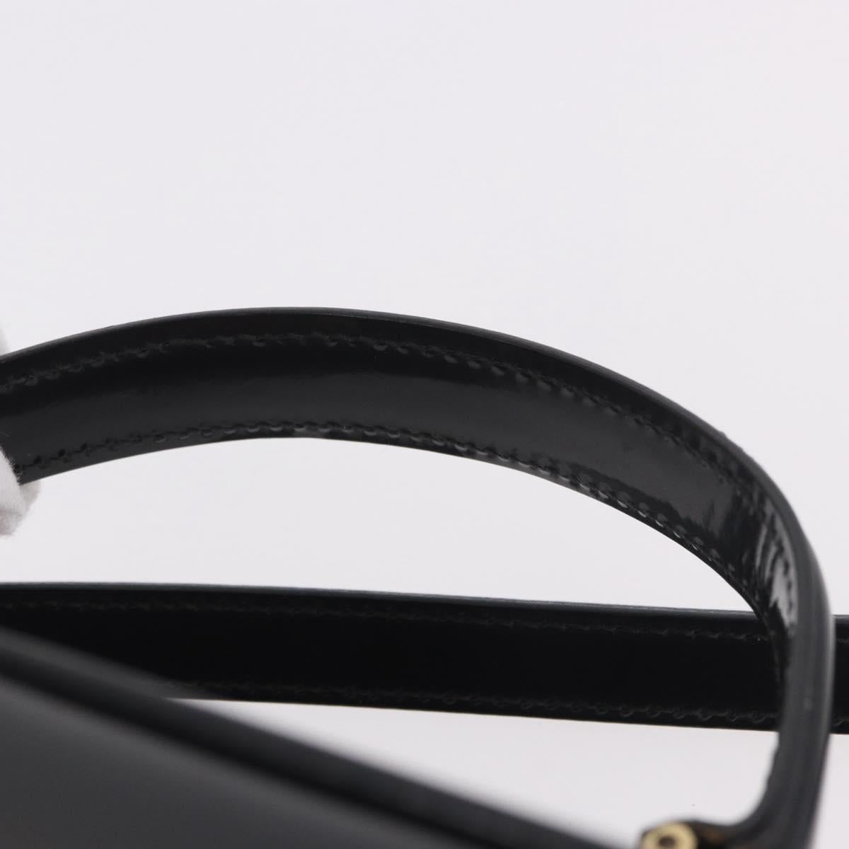 GUCCI Bamboo Hand Bag Patent leather 2way Brown Gold Auth 171657