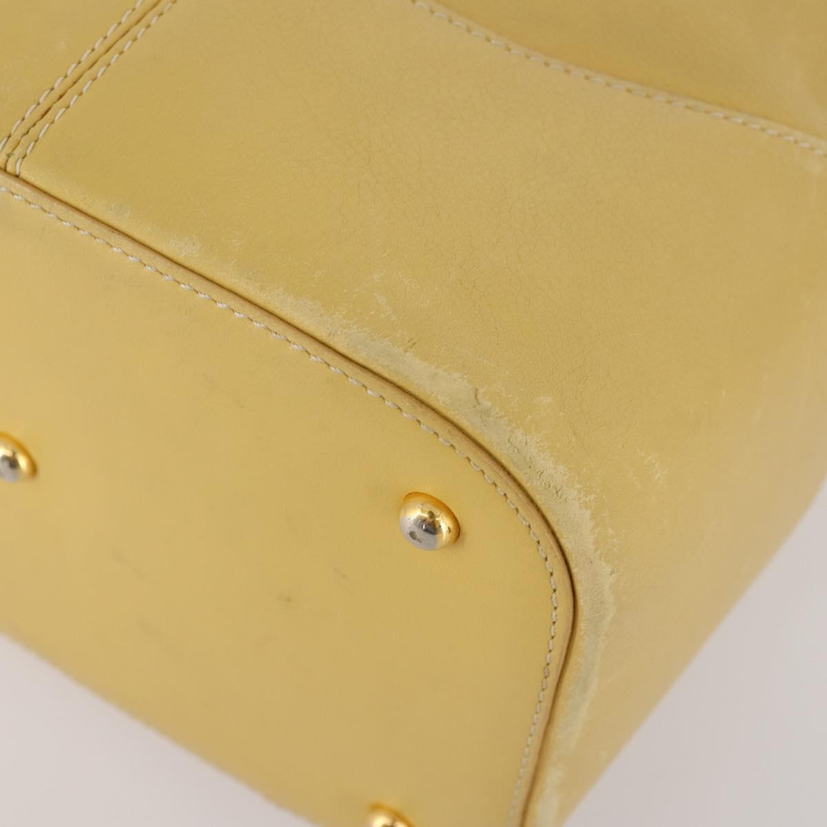 LOEWE Anagram Shoulder Bag Leather Yellow Auth 171658