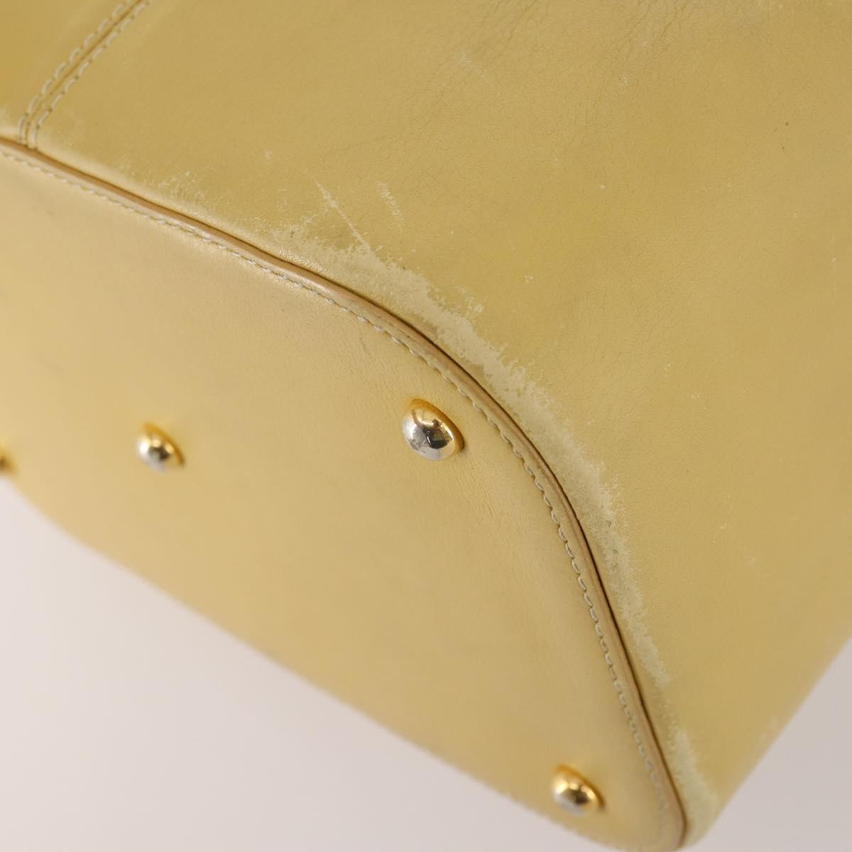 LOEWE Anagram Shoulder Bag Leather Yellow Auth 171658