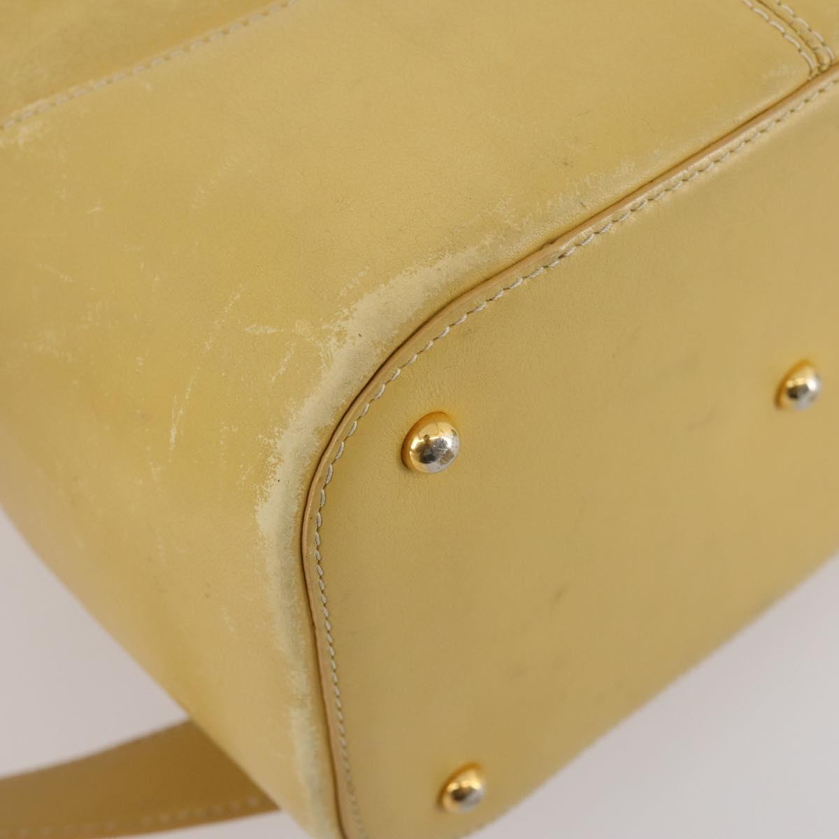 LOEWE Anagram Shoulder Bag Leather Yellow Auth 171658