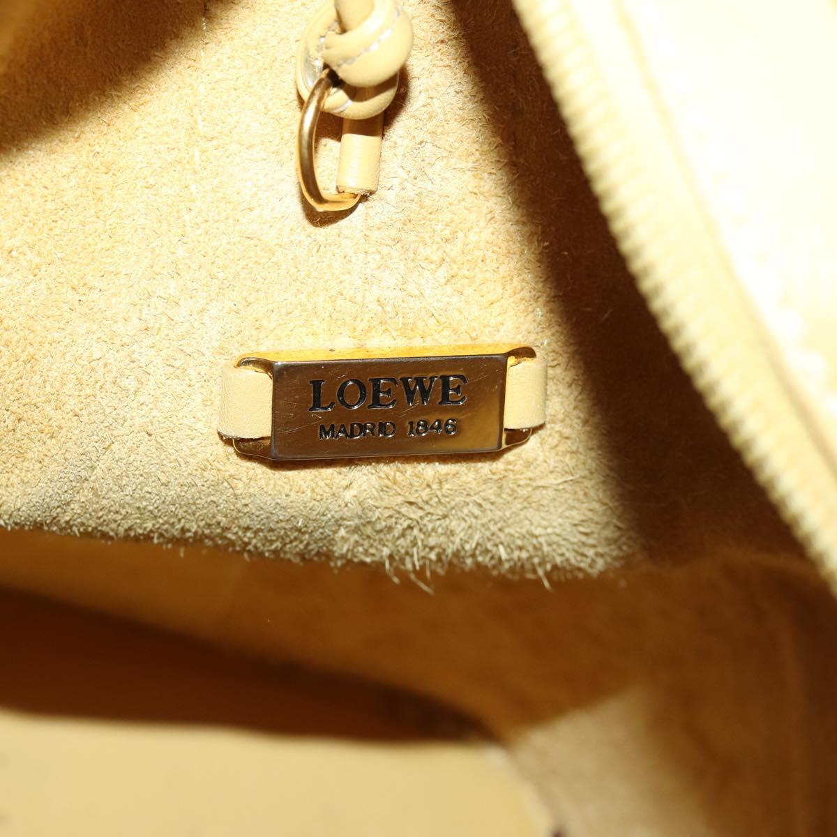 LOEWE Anagram Shoulder Bag Leather Yellow Auth 171658