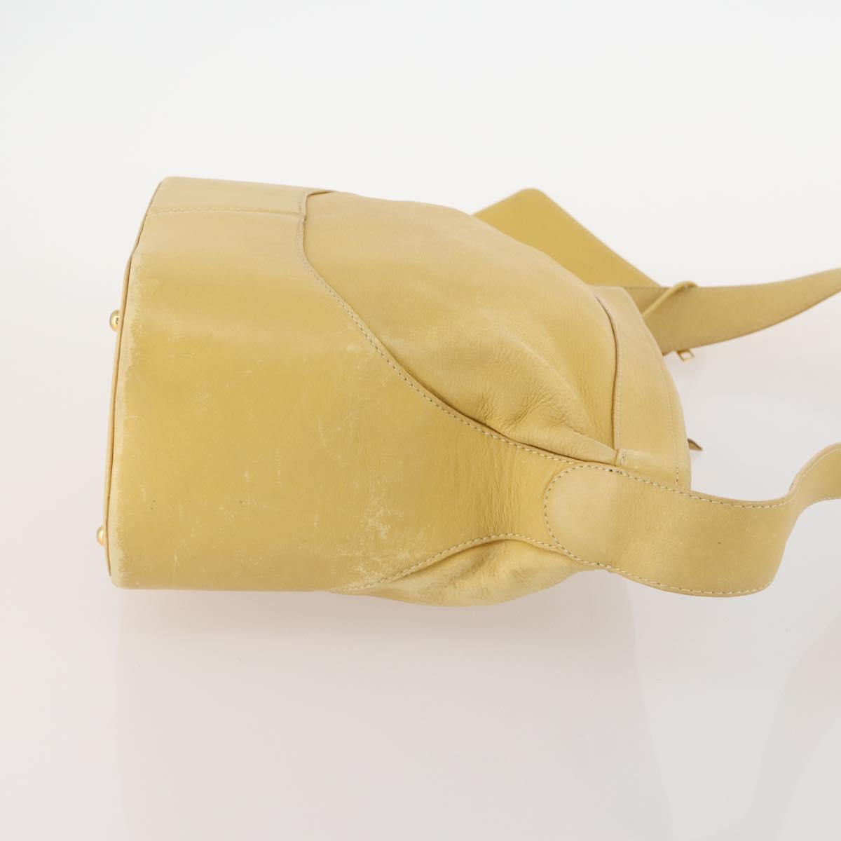 LOEWE Anagram Shoulder Bag Leather Yellow Auth 171658