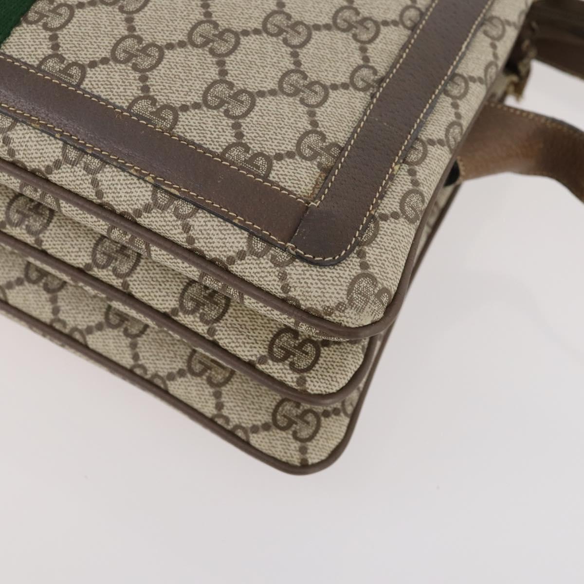 GUCCI GG Supreme Web Sherry Line Shoulder Bag PVC Beige 14 02 013 Auth 171659