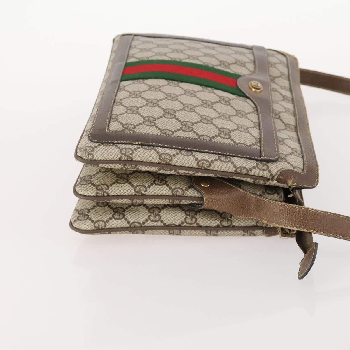 GUCCI GG Supreme Web Sherry Line Shoulder Bag PVC Beige 14 02 013 Auth 171659