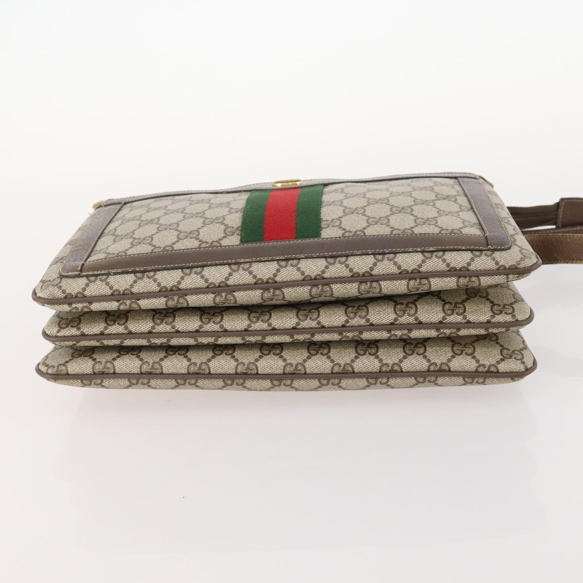 GUCCI GG Supreme Web Sherry Line Shoulder Bag PVC Beige 14 02 013 Auth 171659