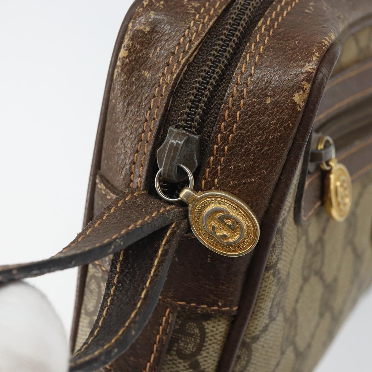 GUCCI GG Canvas Clutch Bag PVC Beige Gold 119.01.052 Auth 171660