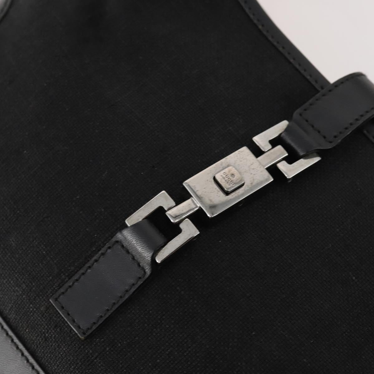 GUCCI Jackie Shoulder Bag Nylon Leather Black Silver 001 4264 002058 Auth 171664