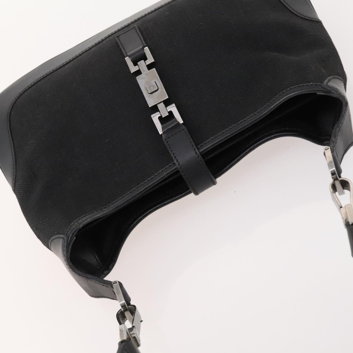 GUCCI Jackie Shoulder Bag Nylon Leather Black Silver 001 4264 002058 Auth 171664