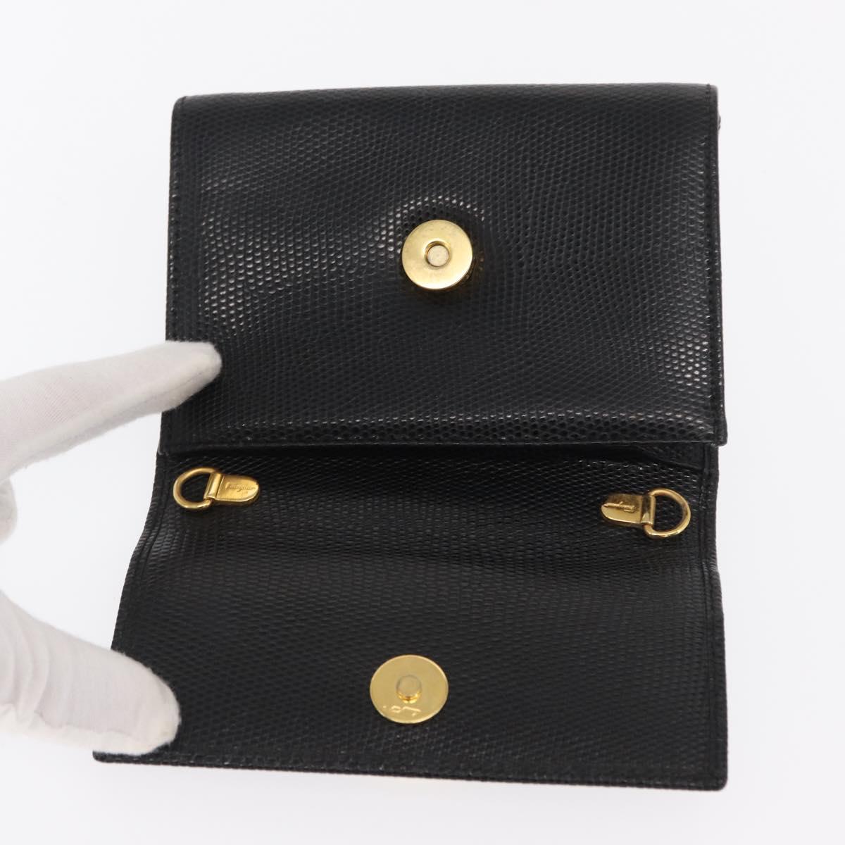Salvatore Ferragamo Vara Ribbon Shoulder Bag Leather Gold Black Auth 171668