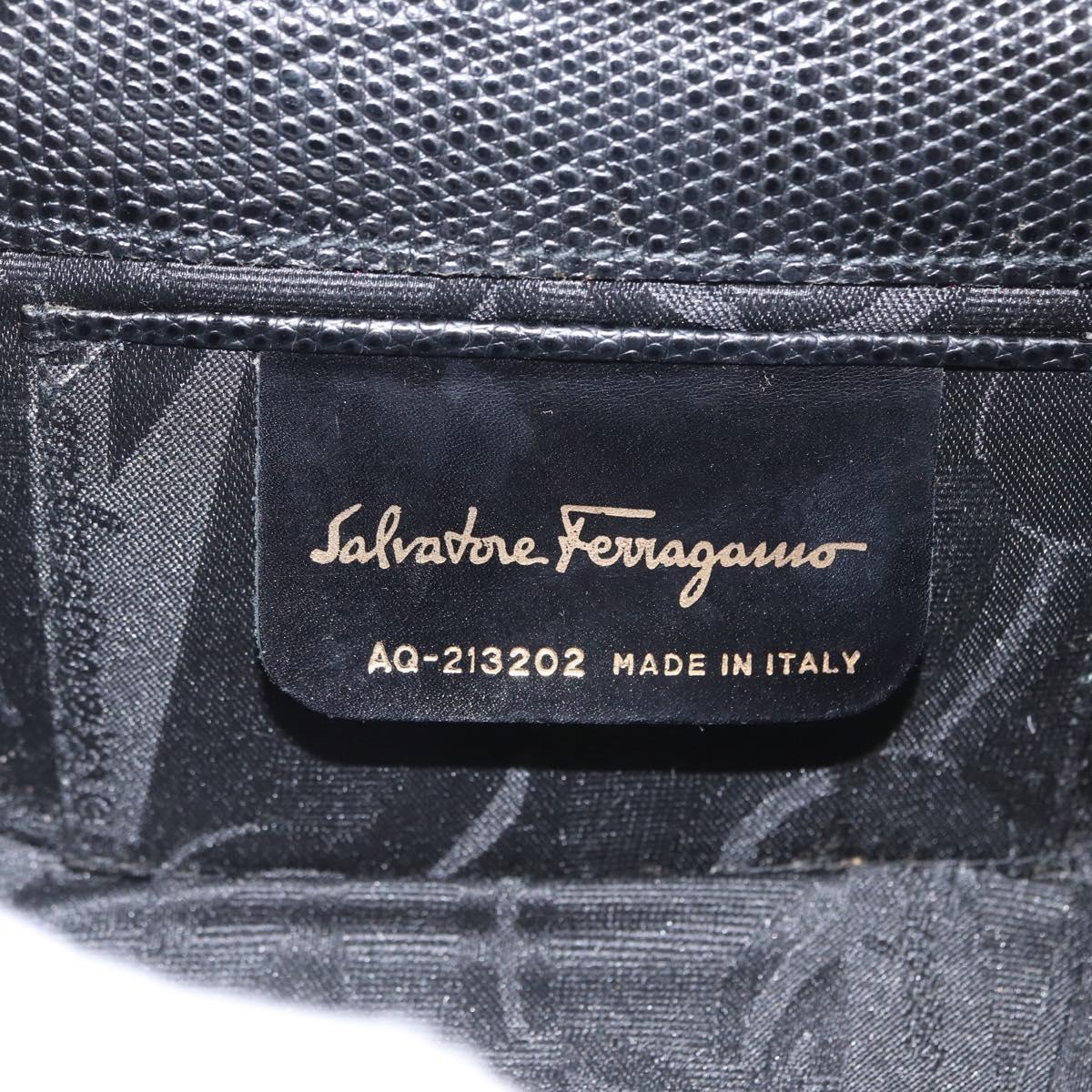 Salvatore Ferragamo Vara Ribbon Shoulder Bag Leather Gold Black Auth 171668