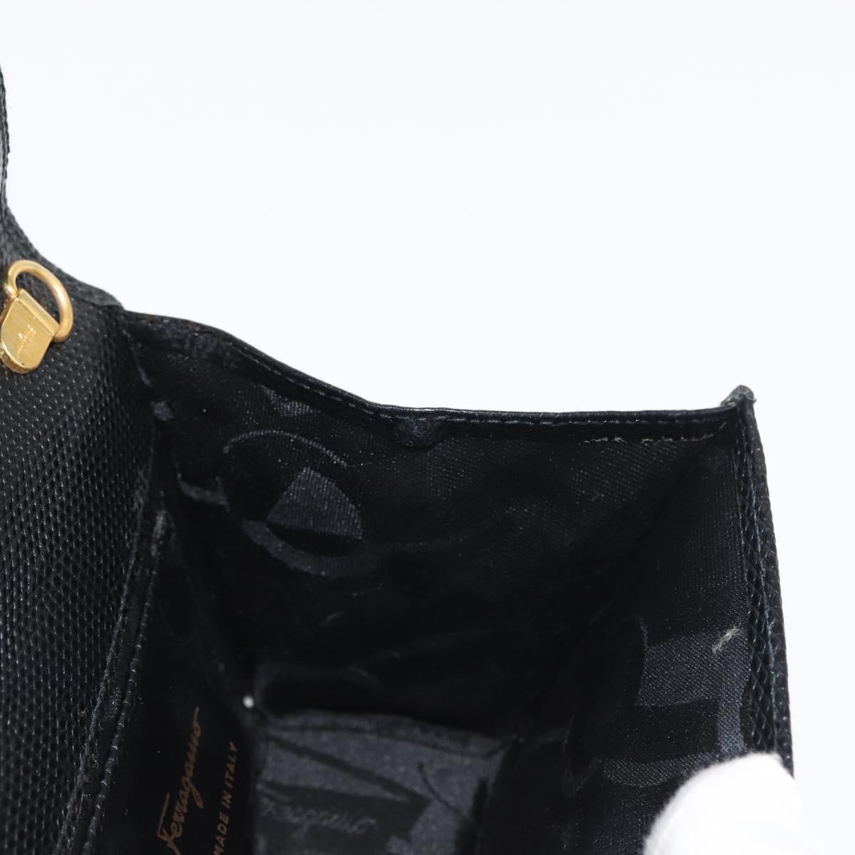 Salvatore Ferragamo Vara Ribbon Shoulder Bag Leather Gold Black Auth 171668