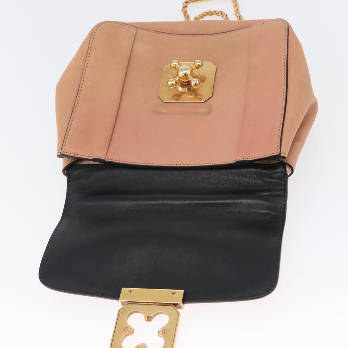 Chloe Chain Elsie Shoulder Bag Leather Pink Gold Auth 171670