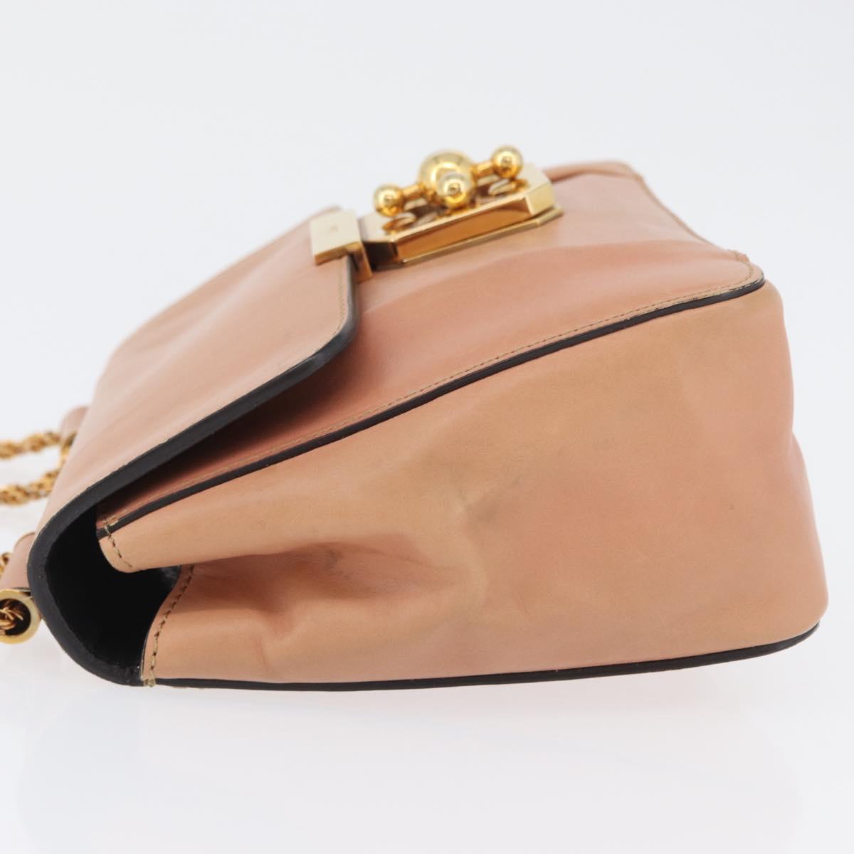Chloe Chain Elsie Shoulder Bag Leather Pink Gold Auth 171670