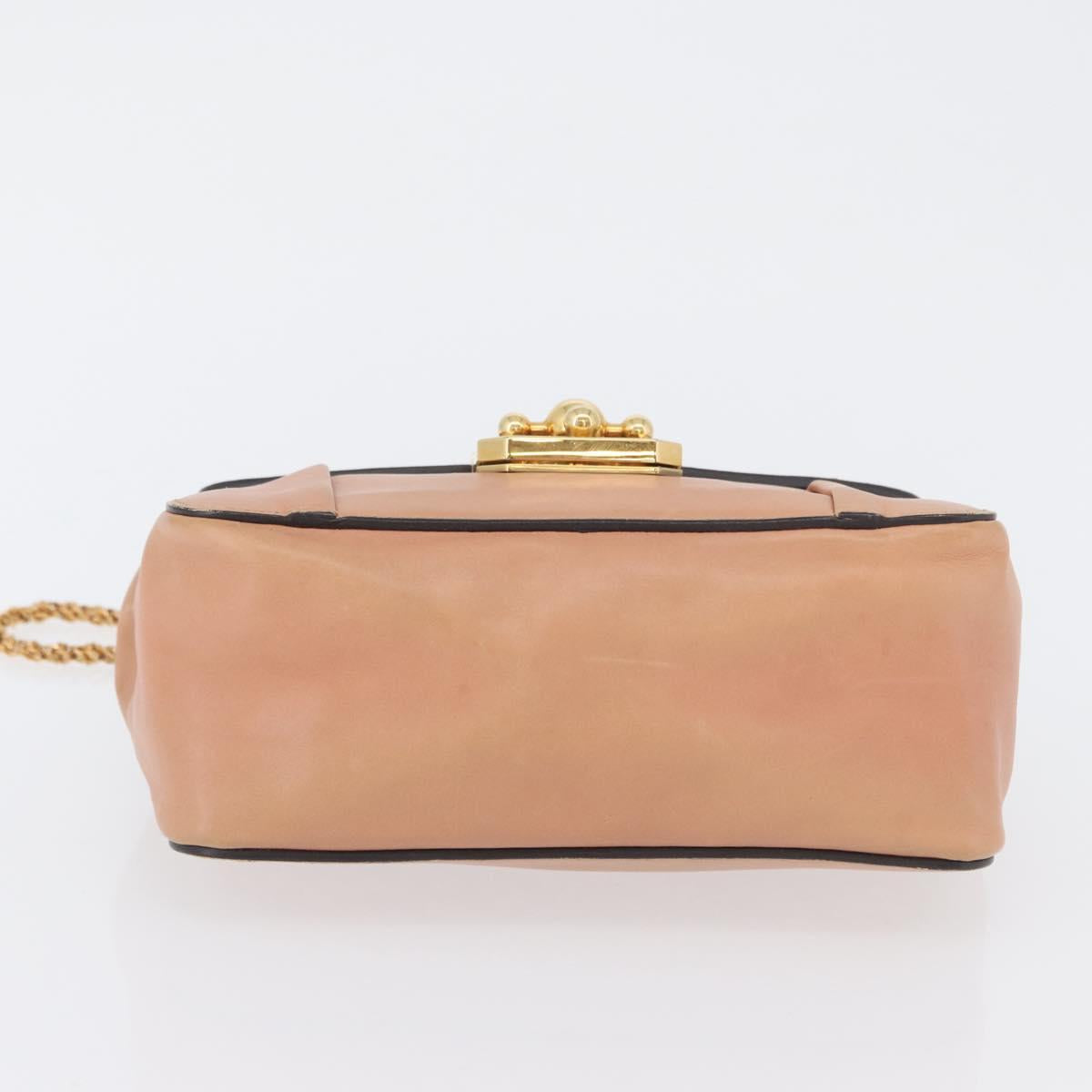 Chloe Chain Elsie Shoulder Bag Leather Pink Gold Auth 171670