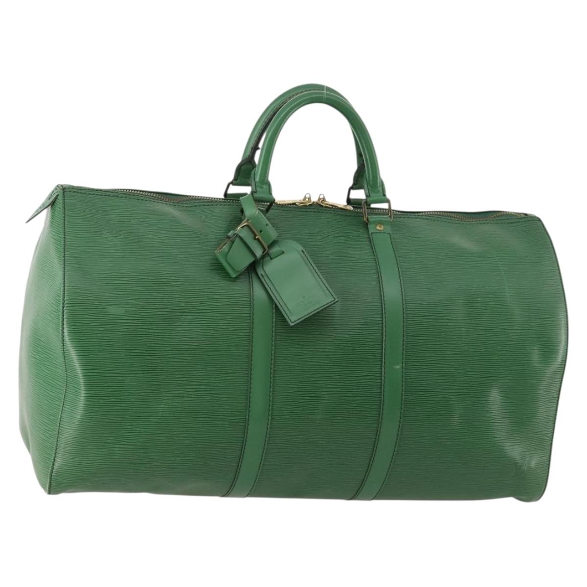 LOUIS VUITTON Epi Keepall 50 Boston Bag Green M42964 LV Auth 171672