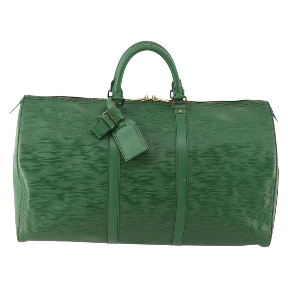 LOUIS VUITTON Epi Keepall 50 Boston Bag Green M42964 LV Auth 171672