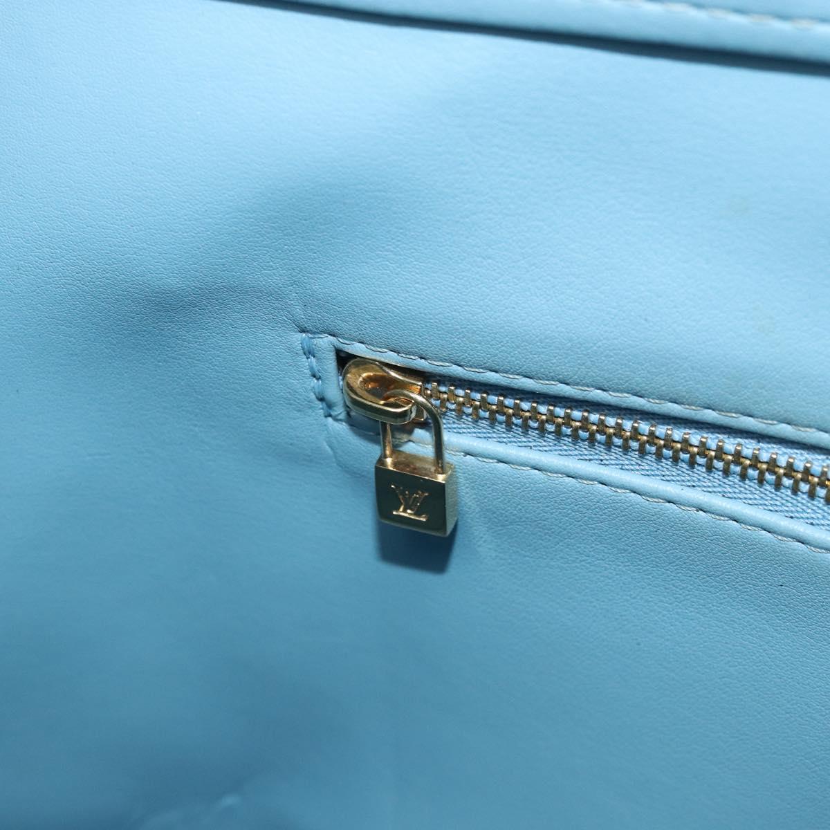 LOUIS VUITTON Monogram Vernis Houston Hand Bag Baby Blue M91005 LV Auth 171676