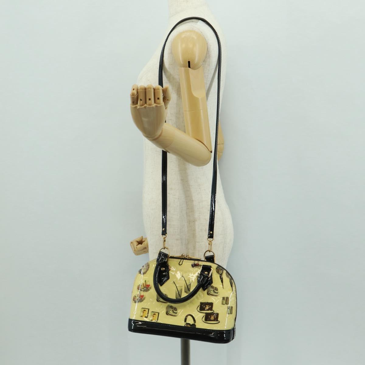 LOUIS VUITTON Vernis Sticker Print Alma PM Hand Bag White M50466 LV Auth 171697V