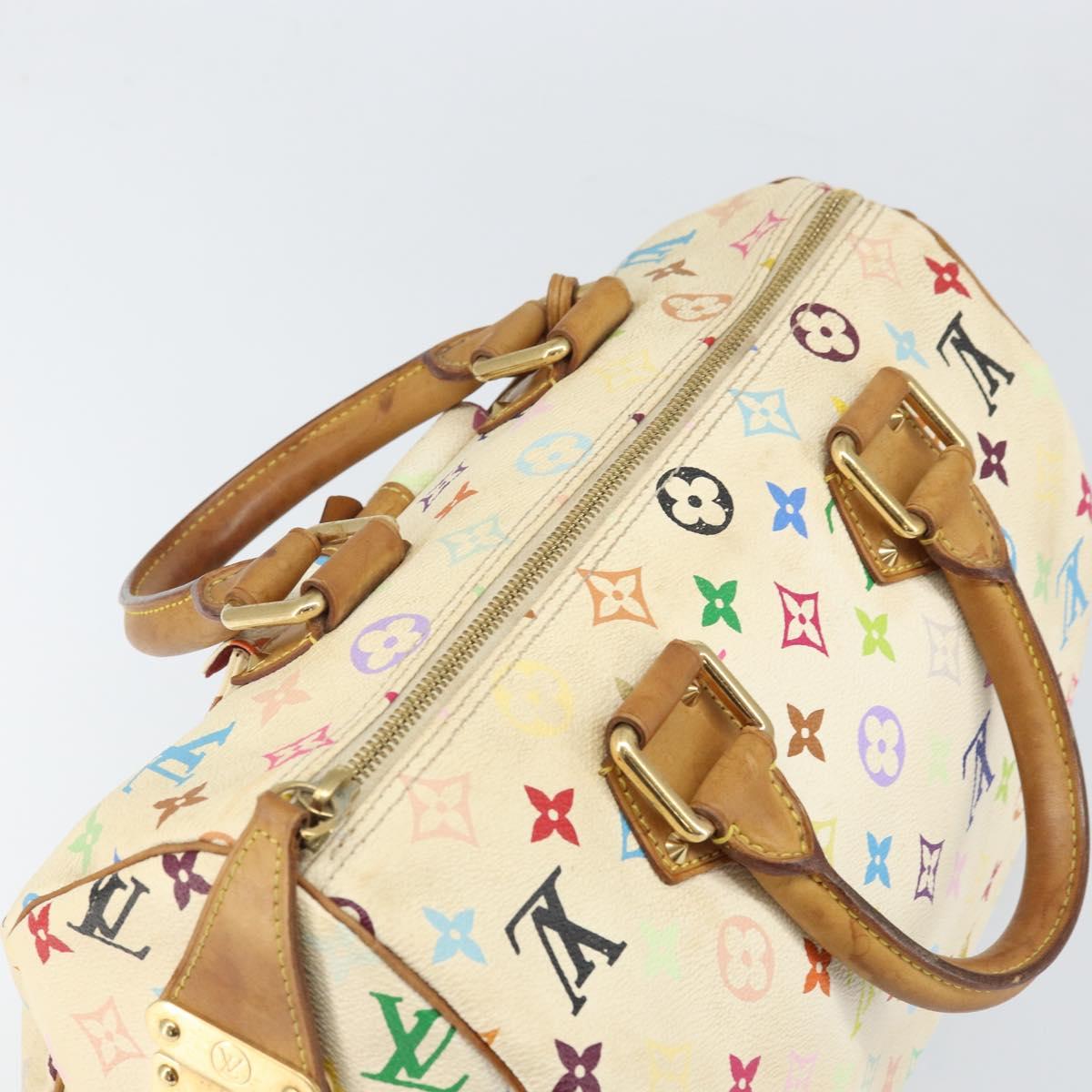 LOUIS VUITTON Monogram Multicolor Speedy 30 Bag White Bron M92643 LV Auth 171774