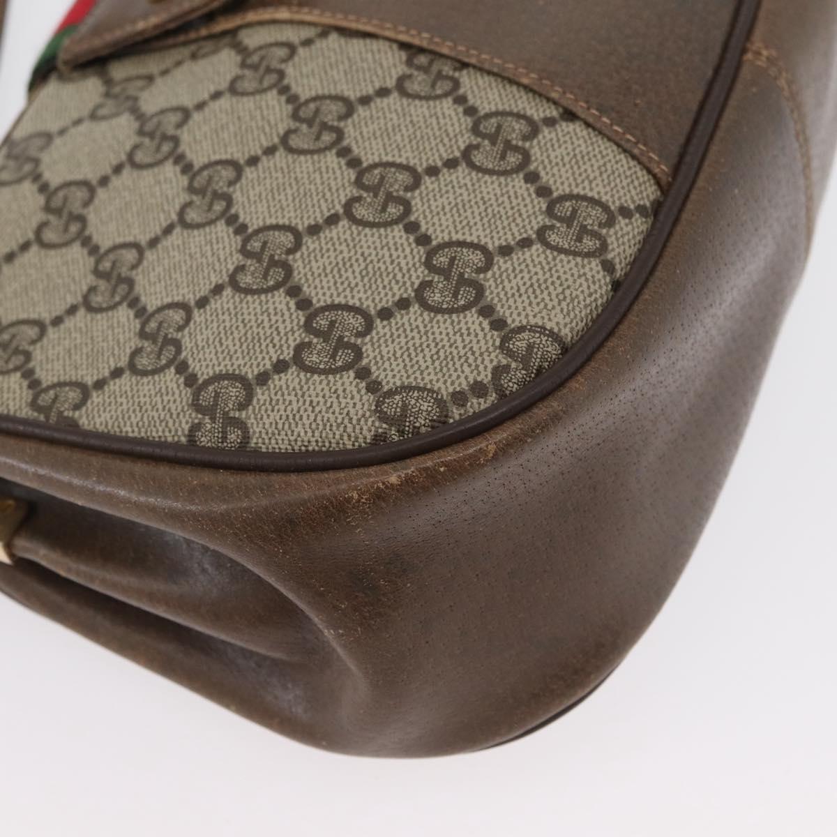 GUCCI GG Supreme Web Sherry Line Bag PVC Beige Gold 72 02 024 Auth 171796