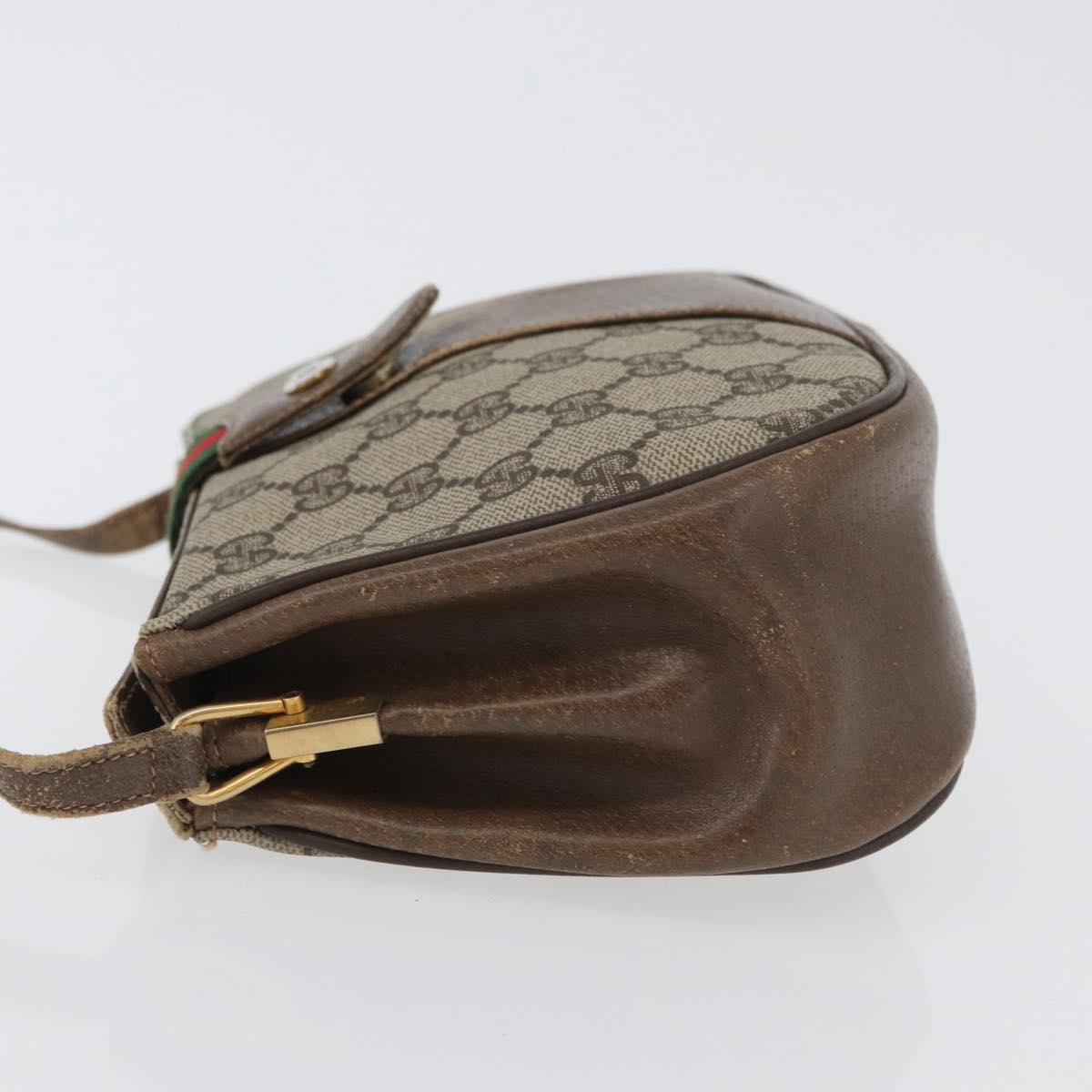 GUCCI GG Supreme Web Sherry Line Bag PVC Beige Gold 72 02 024 Auth 171796