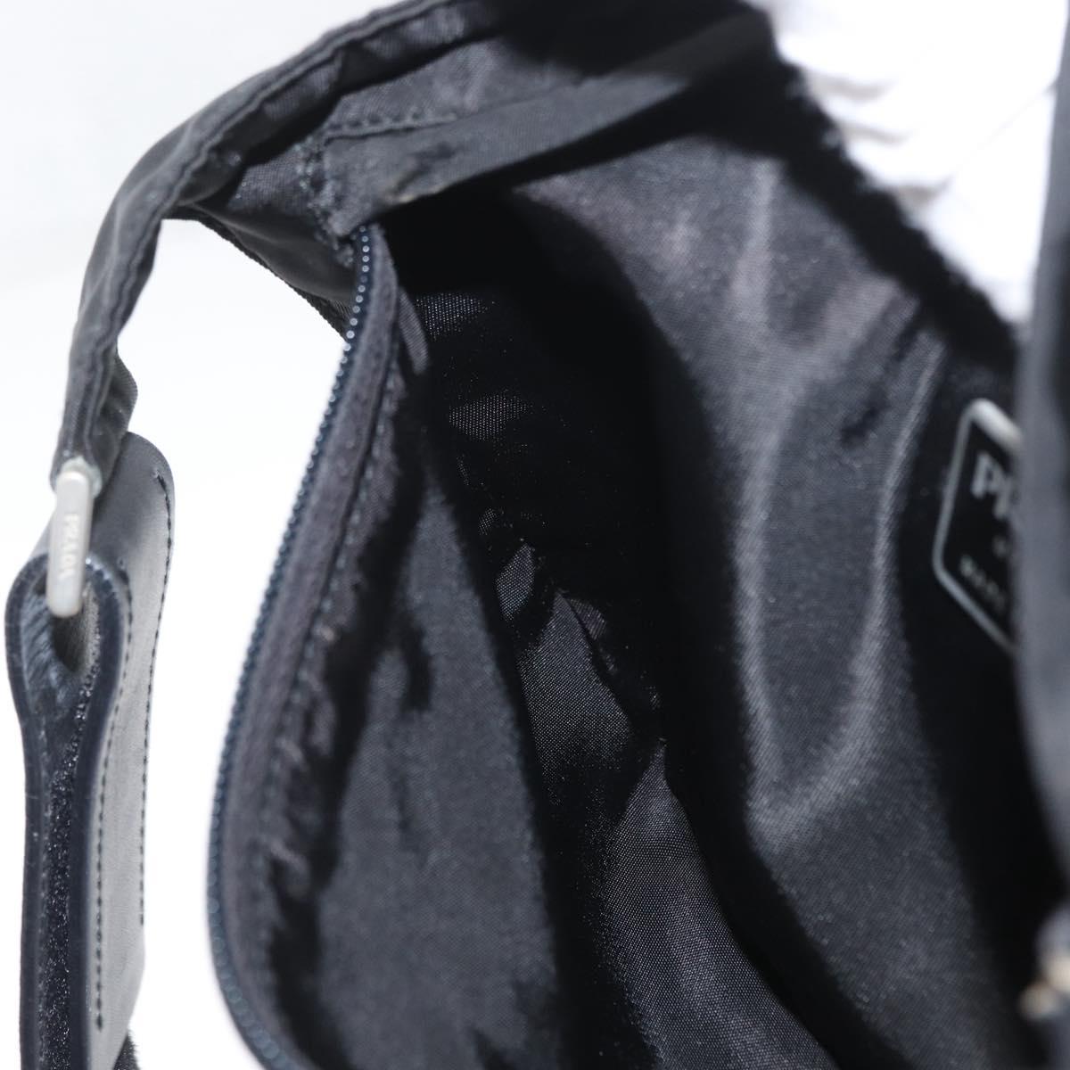 PRADA Body Bag Nylon Black Silver Auth 171799