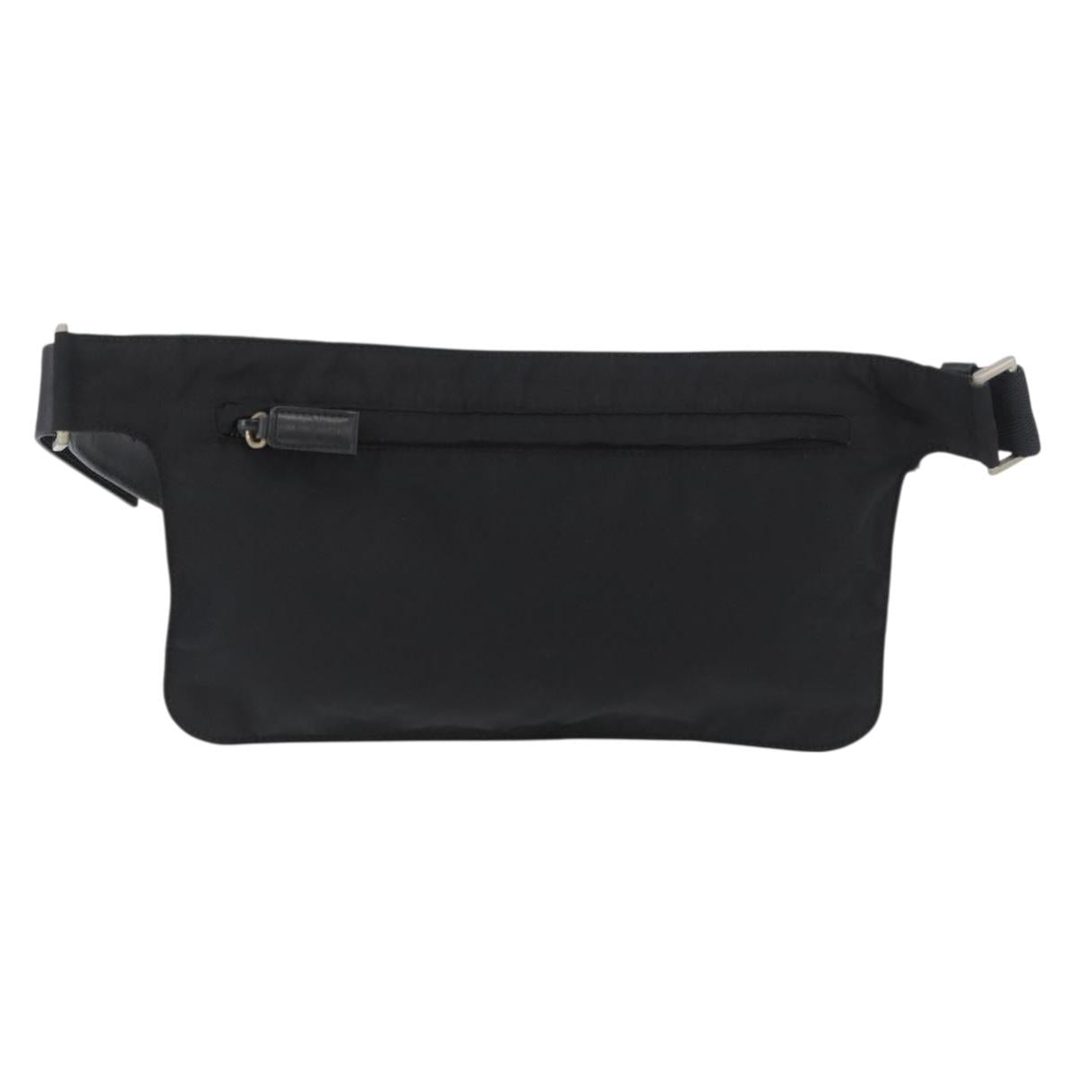 PRADA Body Bag Nylon Black Silver Auth 171799