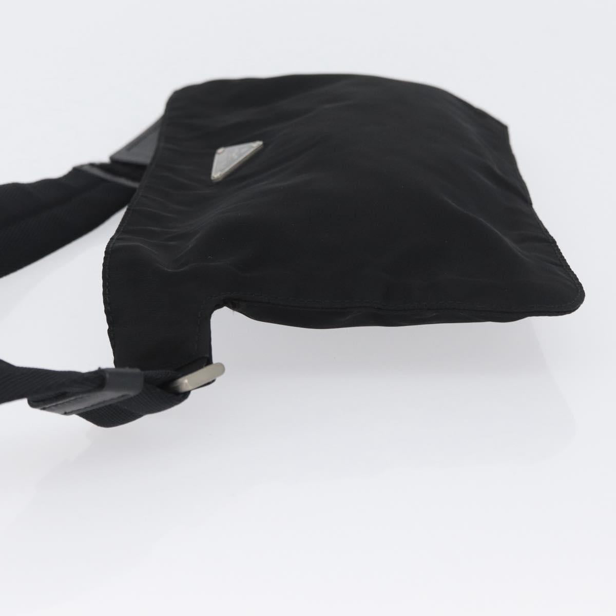 PRADA Body Bag Nylon Black Silver Auth 171799