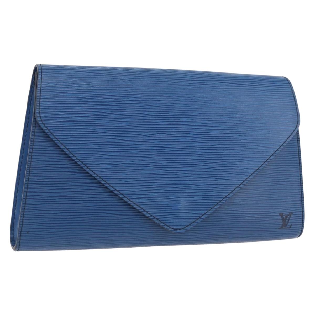 LOUIS VUITTON Epi Art Deco Clutch Bag Blue M52635 LV Auth 171813