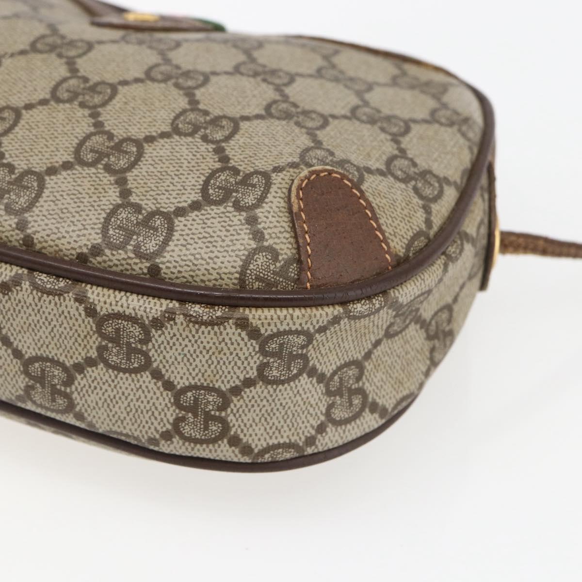 GUCCI GG Supreme Web Sherry Line Bag PVC Beige Gold 156 02 066 Auth 171823