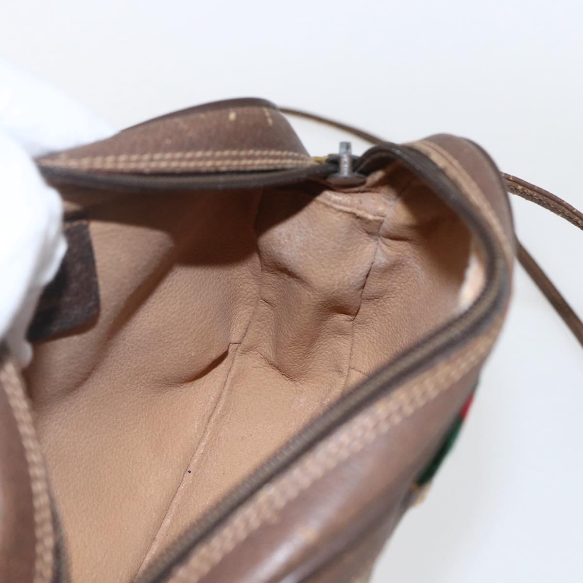 GUCCI GG Supreme Web Sherry Line Bag PVC Beige Gold 156 02 066 Auth 171823
