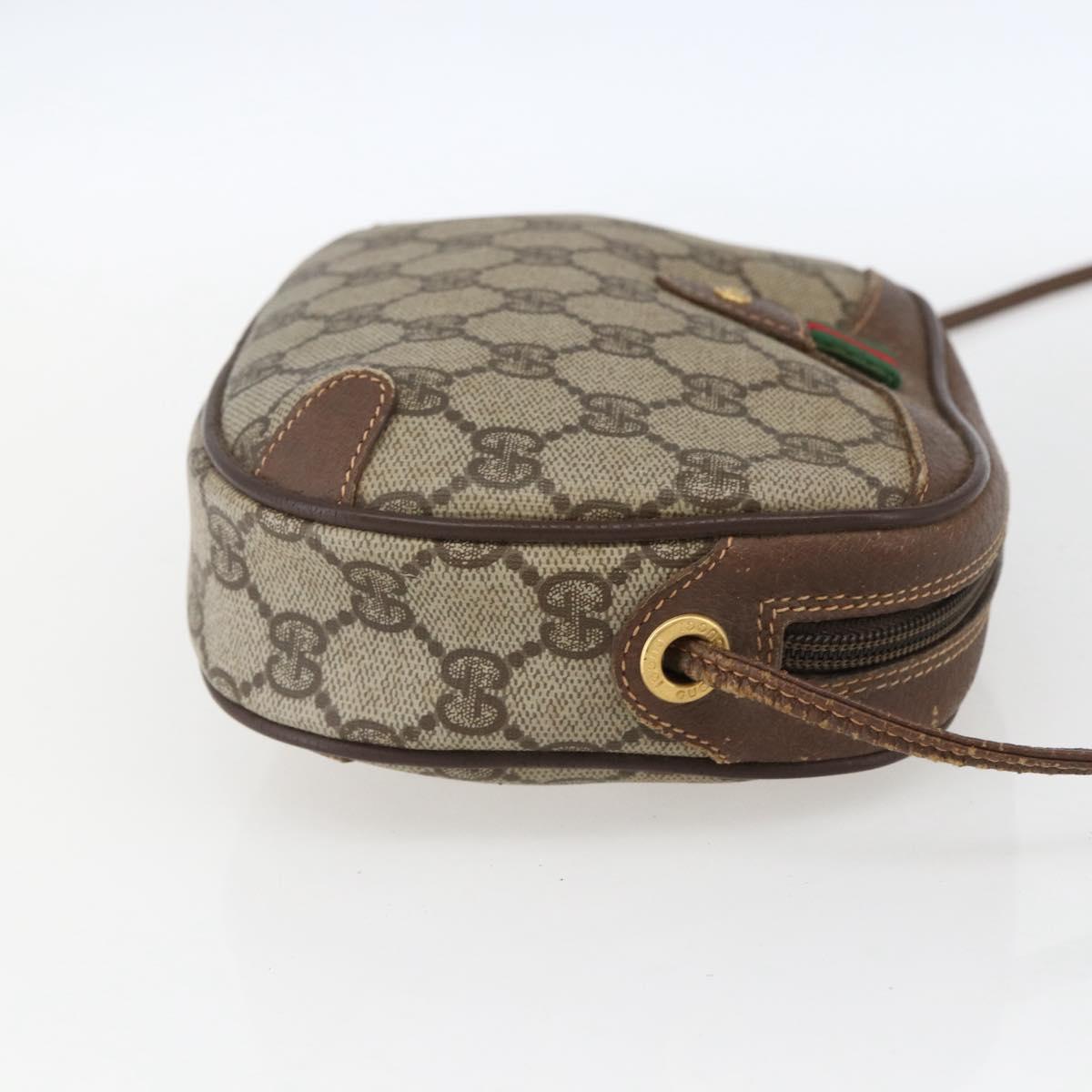 GUCCI GG Supreme Web Sherry Line Bag PVC Beige Gold 156 02 066 Auth 171823