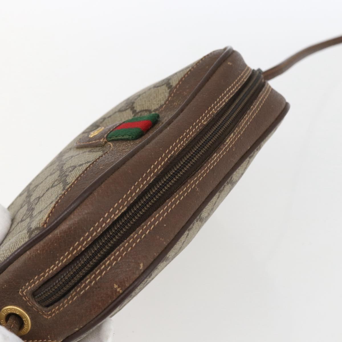 GUCCI GG Supreme Web Sherry Line Bag PVC Beige Gold 156 02 066 Auth 171823