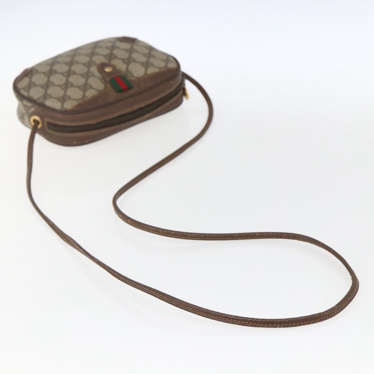 GUCCI GG Supreme Web Sherry Line Bag PVC Beige Gold 156 02 066 Auth 171823