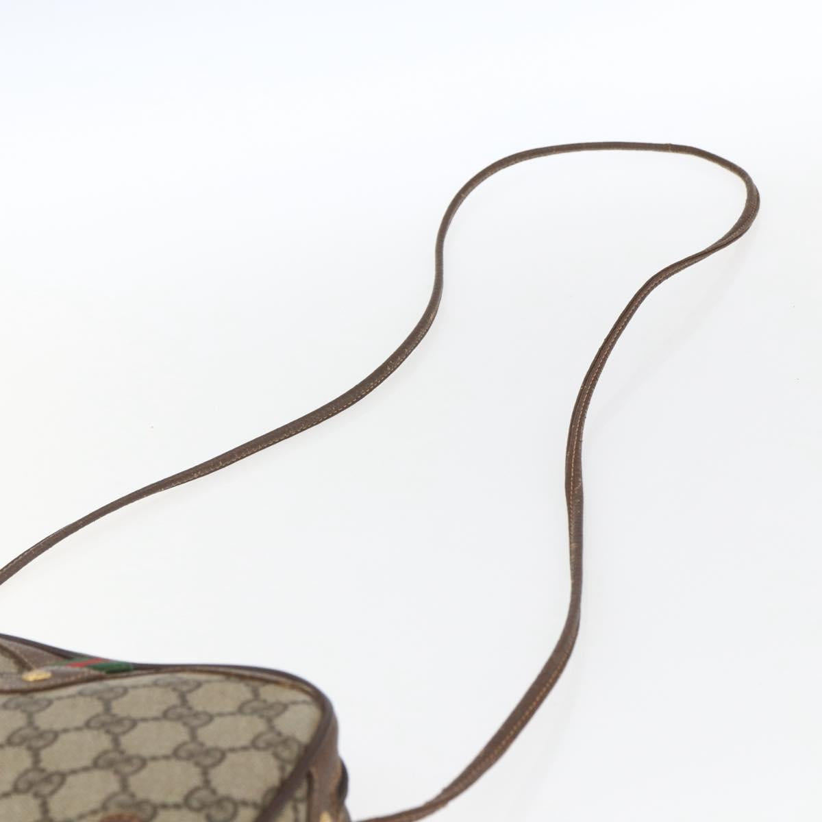GUCCI GG Supreme Web Sherry Line Bag PVC Beige Gold 156 02 066 Auth 171823