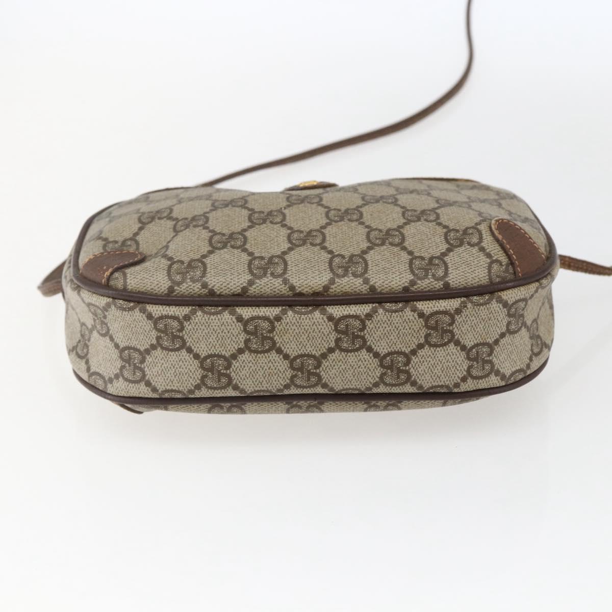GUCCI GG Supreme Web Sherry Line Bag PVC Beige Gold 156 02 066 Auth 171823
