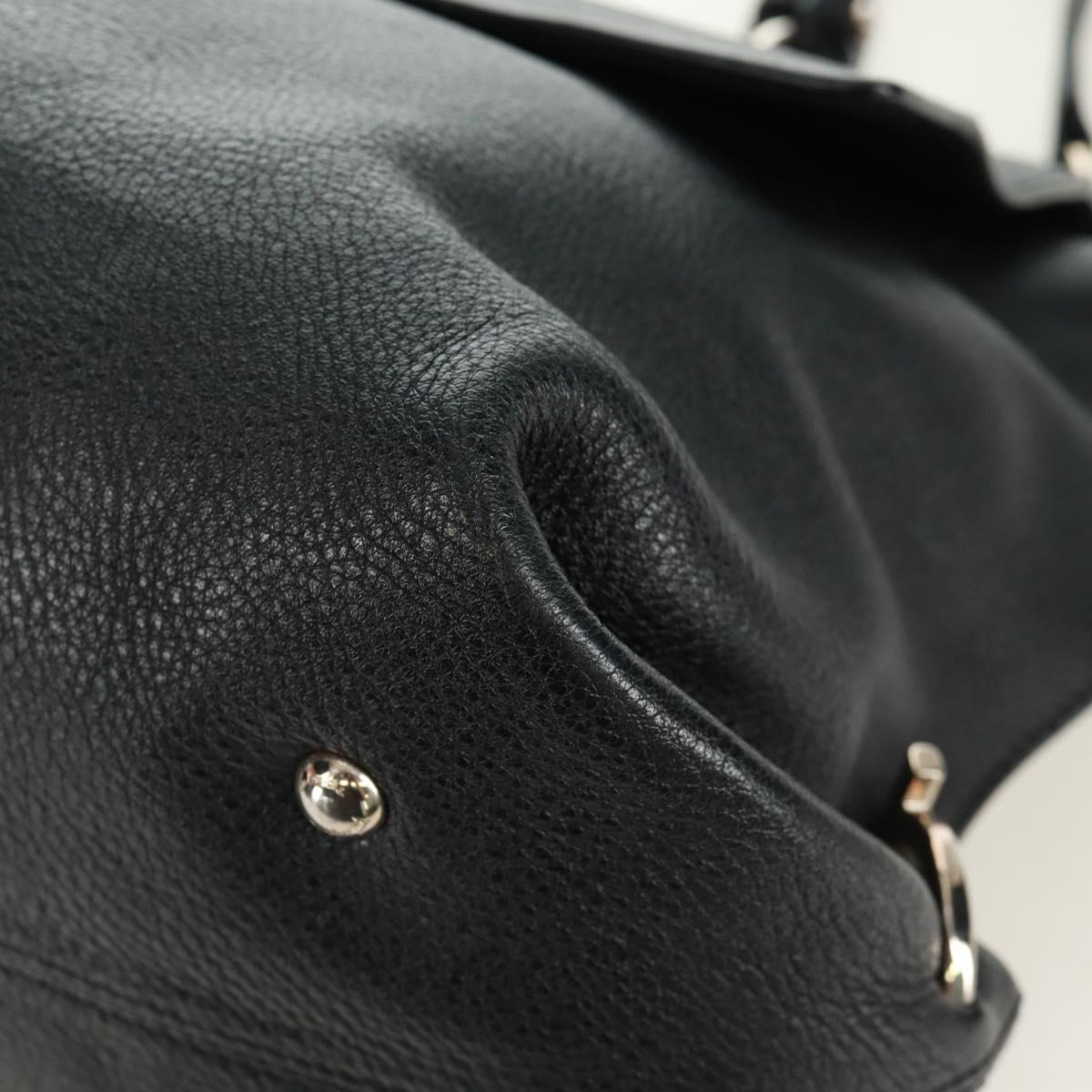 Salvatore Ferragamo Gancini Sofia Hand Bag Leather 2way Black Auth 171826A