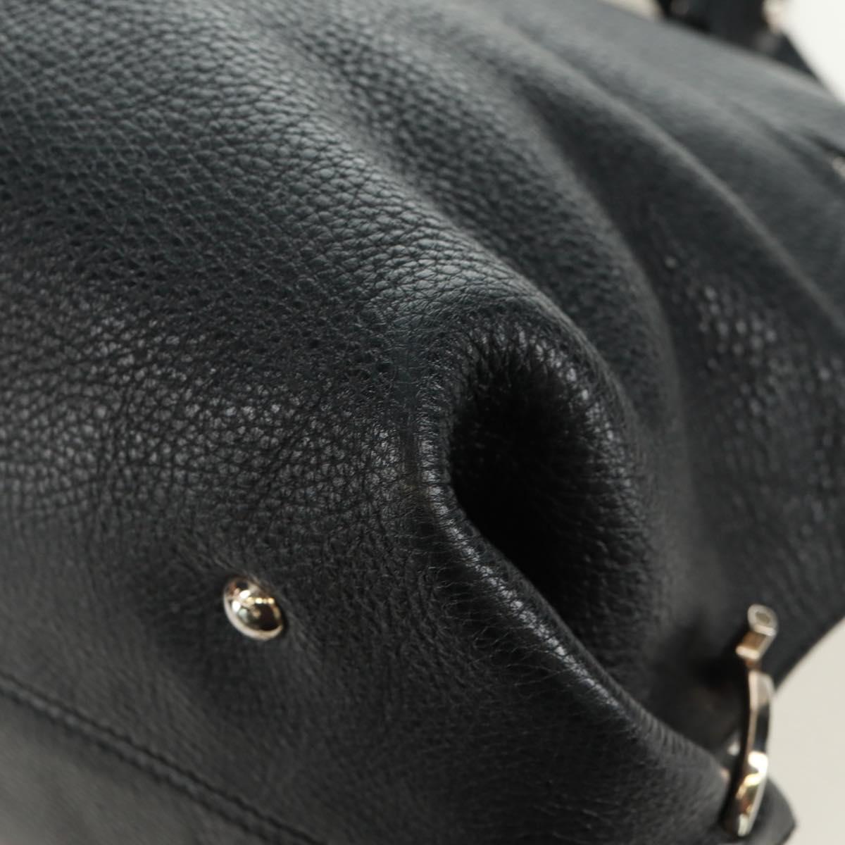 Salvatore Ferragamo Gancini Sofia Hand Bag Leather 2way Black Auth 171826A