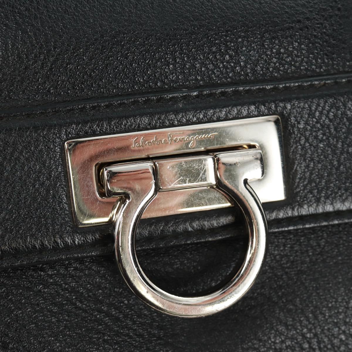 Salvatore Ferragamo Gancini Sofia Hand Bag Leather 2way Black Auth 171826A