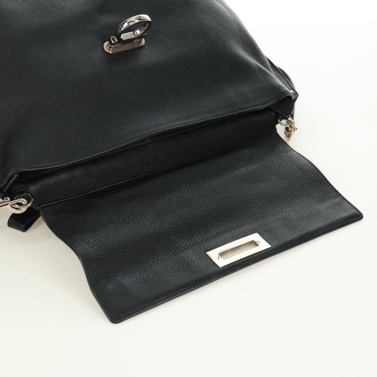 Salvatore Ferragamo Gancini Sofia Hand Bag Leather 2way Black Auth 171826A