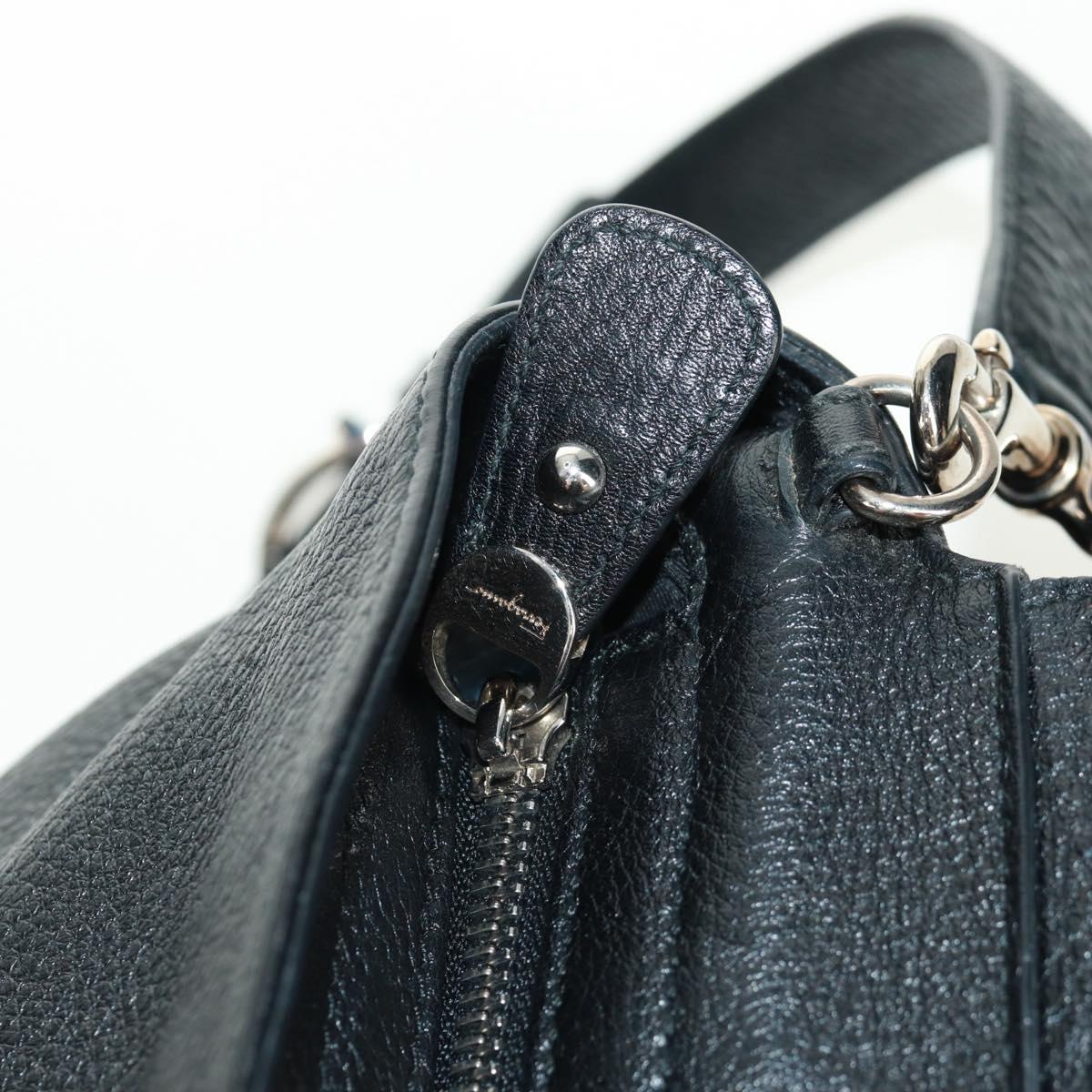 Salvatore Ferragamo Gancini Sofia Hand Bag Leather 2way Black Auth 171826A