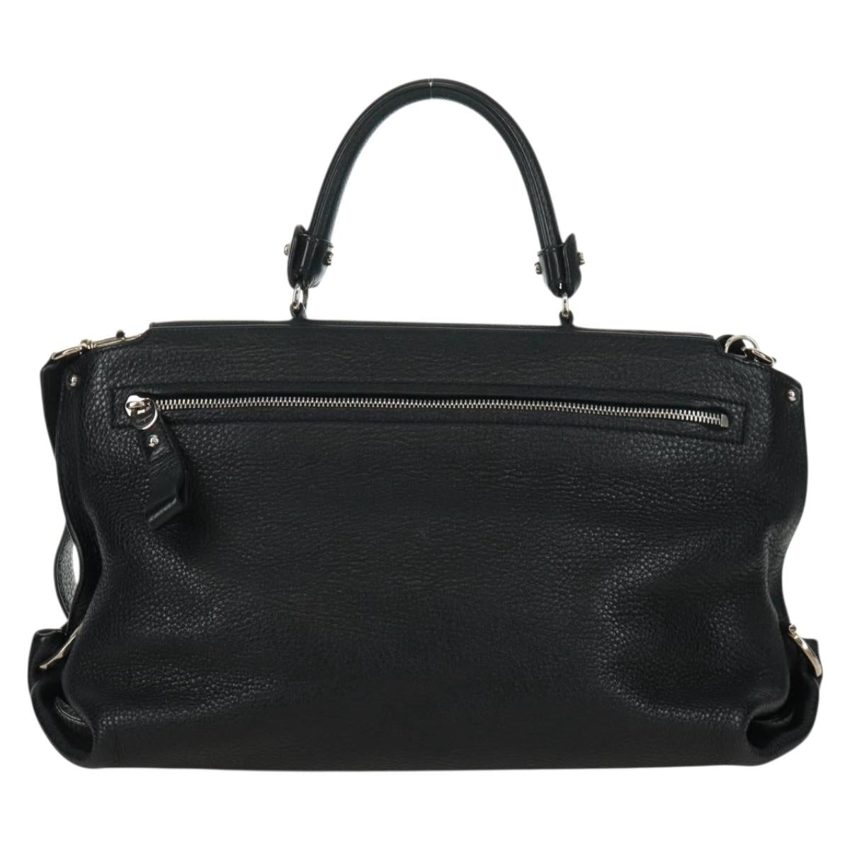 Salvatore Ferragamo Gancini Sofia Hand Bag Leather 2way Black Auth 171826A