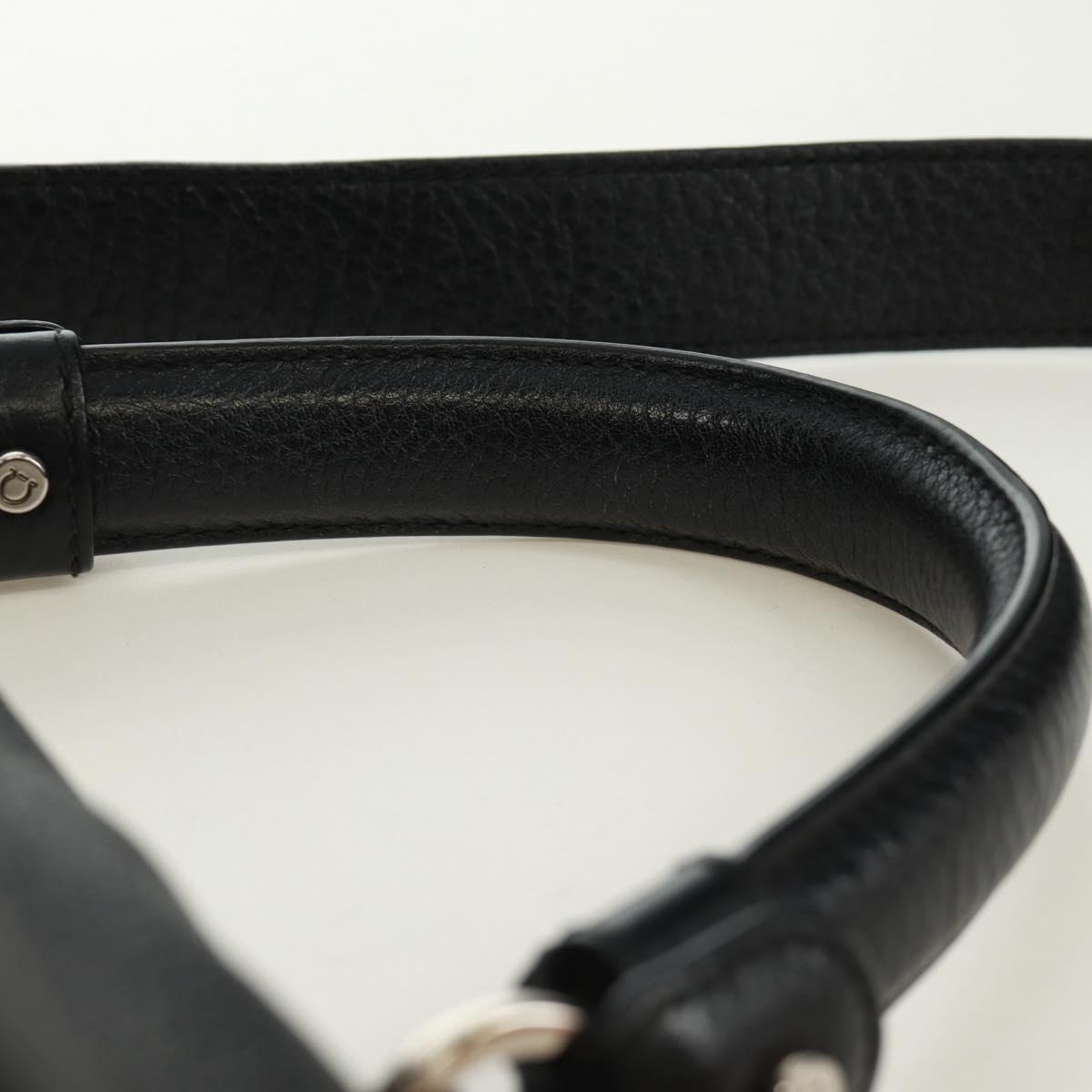 Salvatore Ferragamo Gancini Sofia Hand Bag Leather 2way Black Auth 171826A