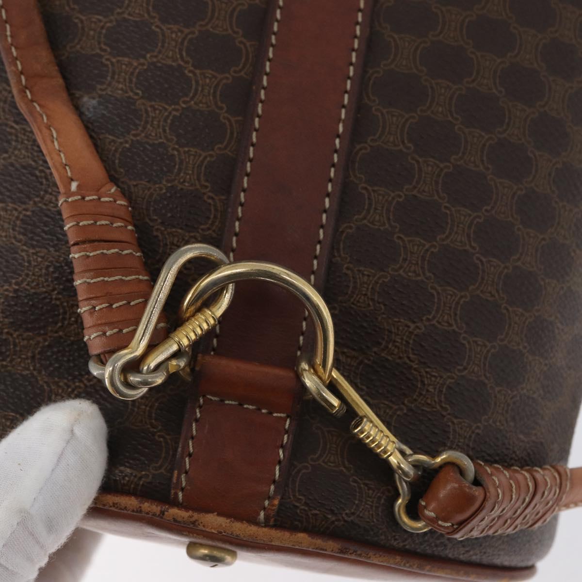 CELINE Macadam Canvas Shoulder Bag PVC Leather Brown Gold Auth 171835