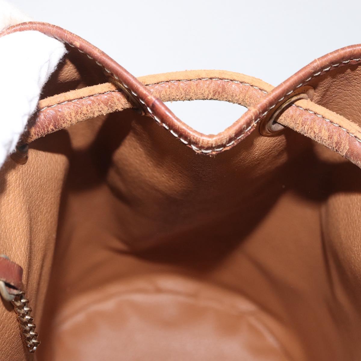 CELINE Macadam Canvas Shoulder Bag PVC Leather Brown Gold Auth 171835