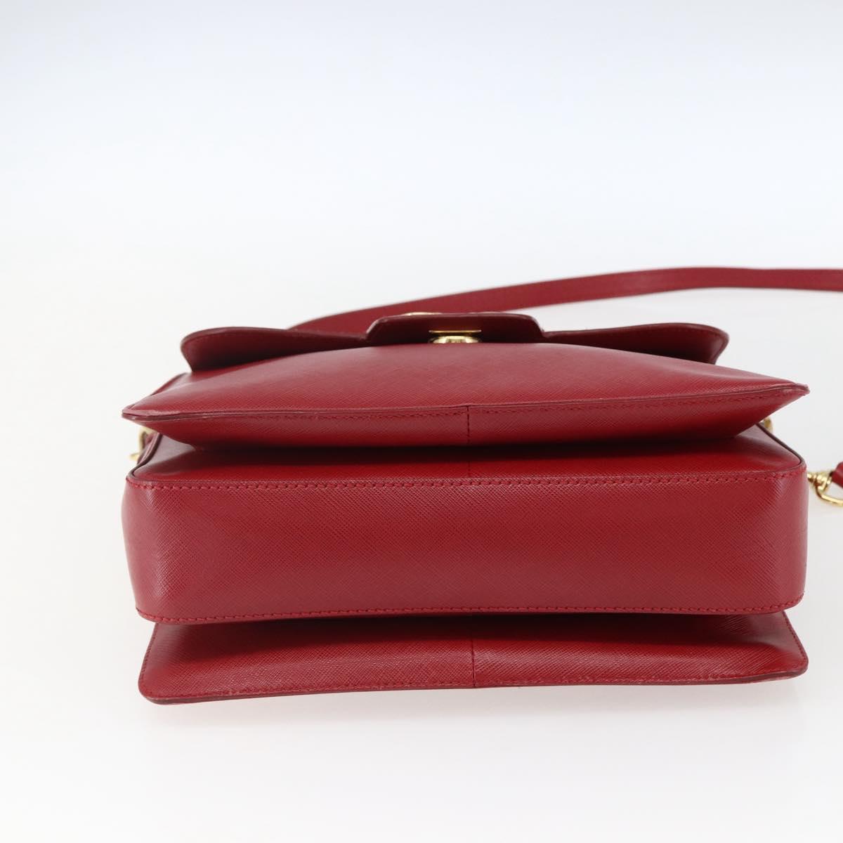 Salvatore Ferragamo Gancini Hand Bag Leather 2way Red Gold Auth 171837