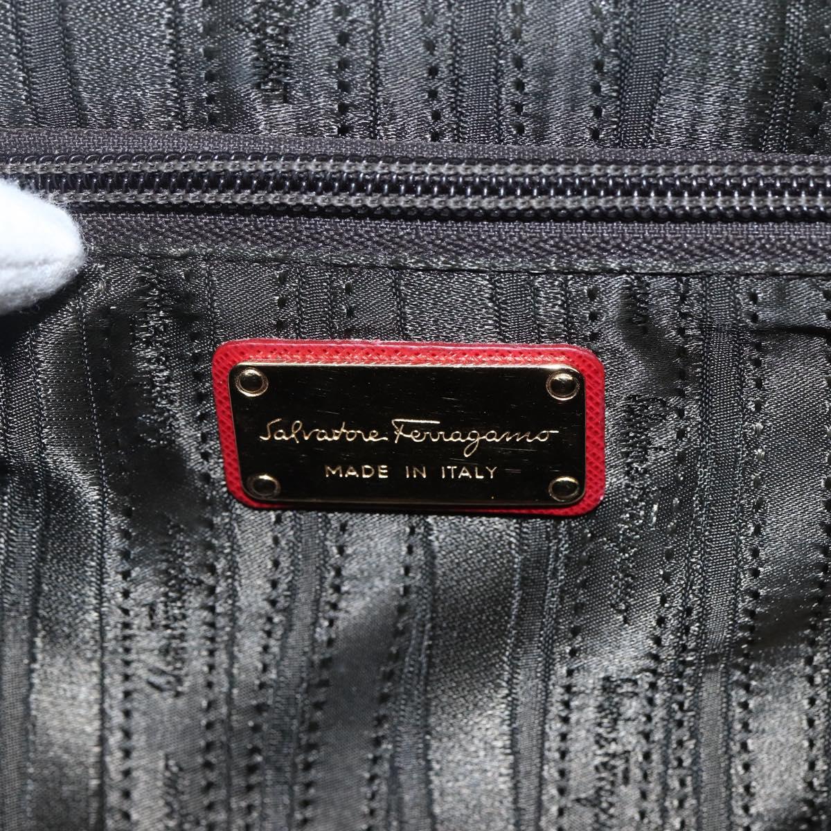 Salvatore Ferragamo Gancini Hand Bag Leather 2way Red Gold Auth 171837