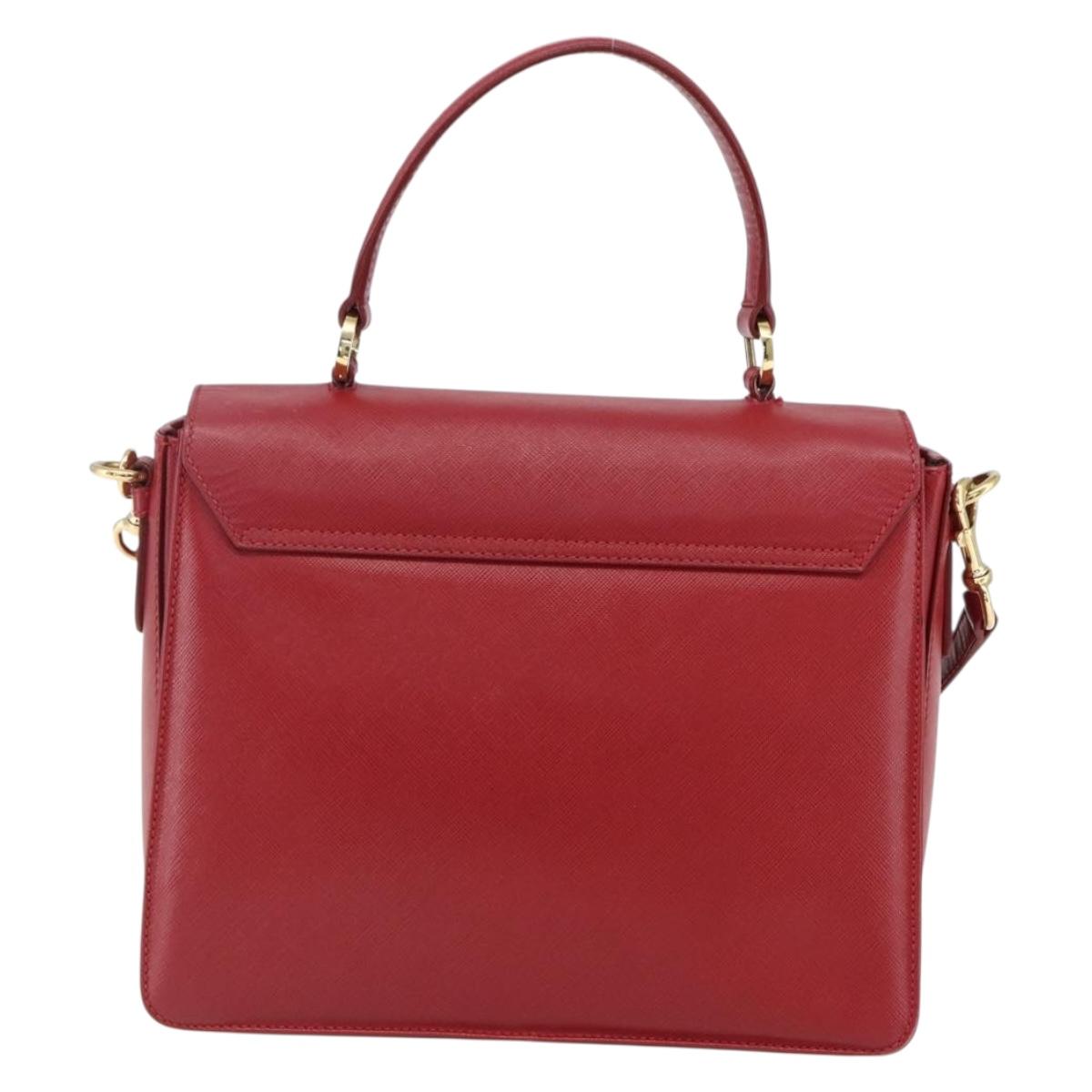 Salvatore Ferragamo Gancini Hand Bag Leather 2way Red Gold Auth 171837