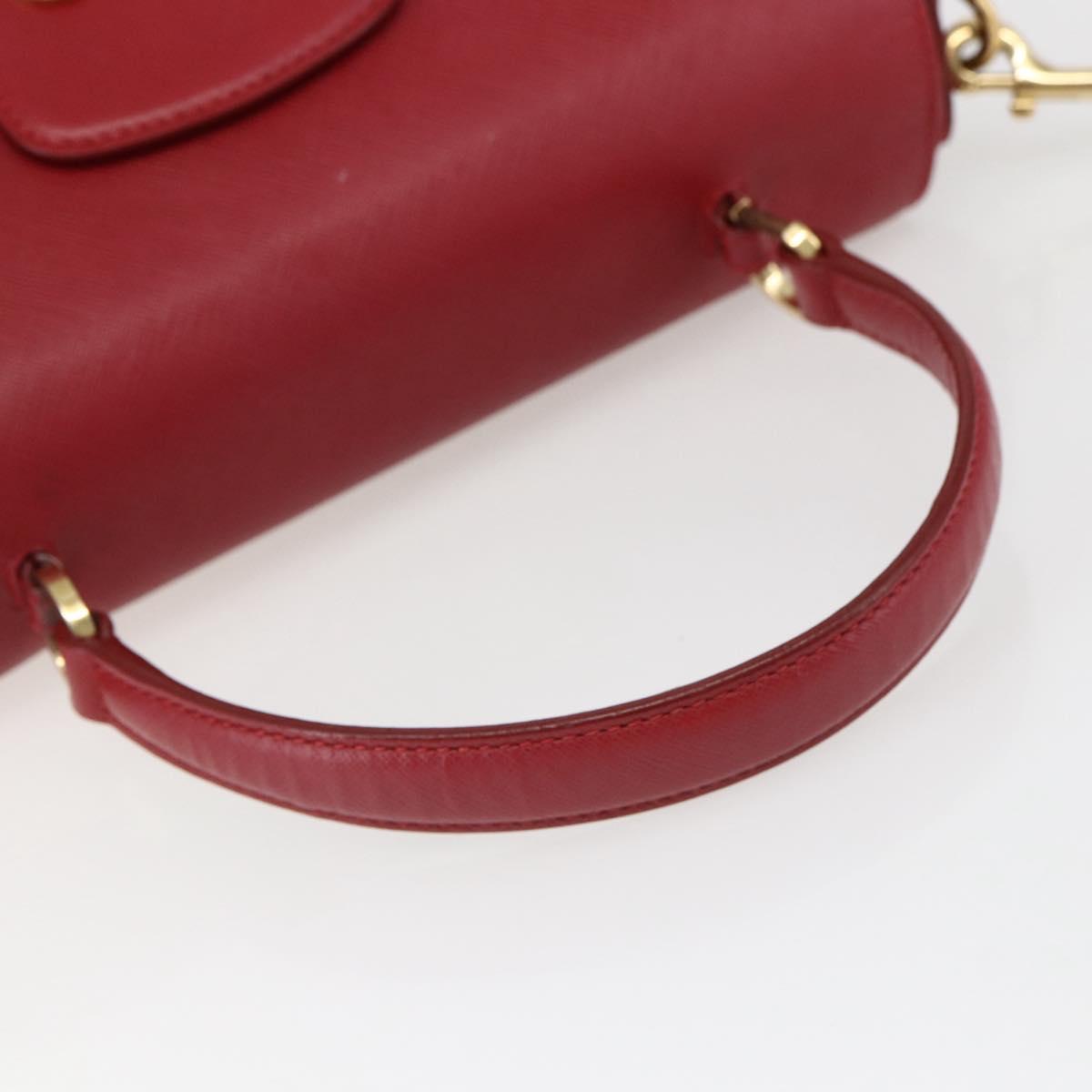 Salvatore Ferragamo Gancini Hand Bag Leather 2way Red Gold Auth 171837