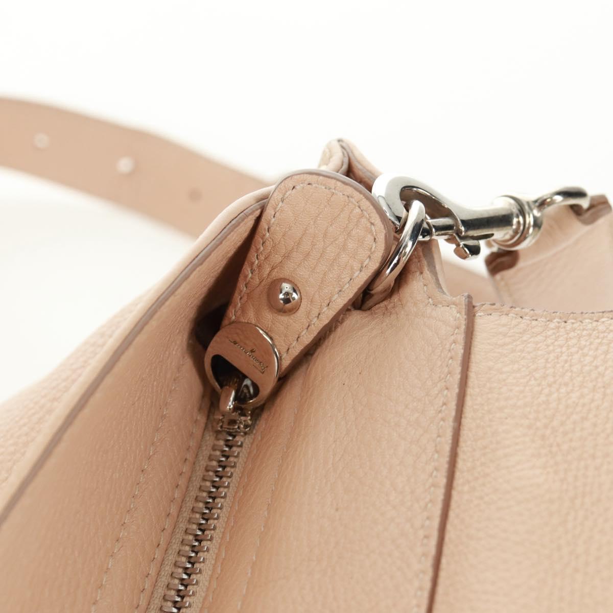 Salvatore Ferragamo Gancini Sofia Hand Bag Leather 2way Beige Auth 171849A